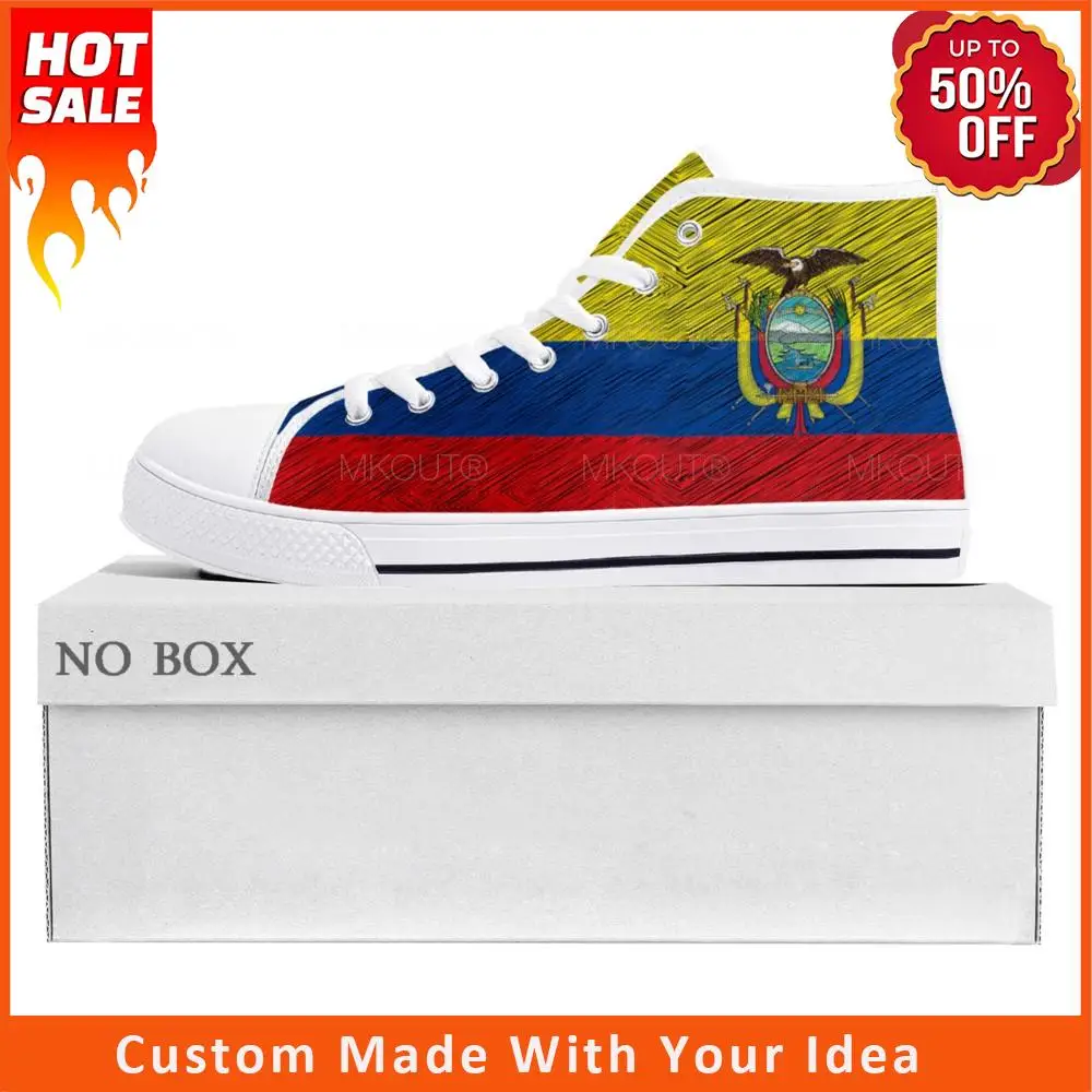 

Ecuador Flag High Top High Quality Sneakers Mens Womens Teenager Canvas Sneaker Ecuador Casual Couple Shoes Custom Shoe