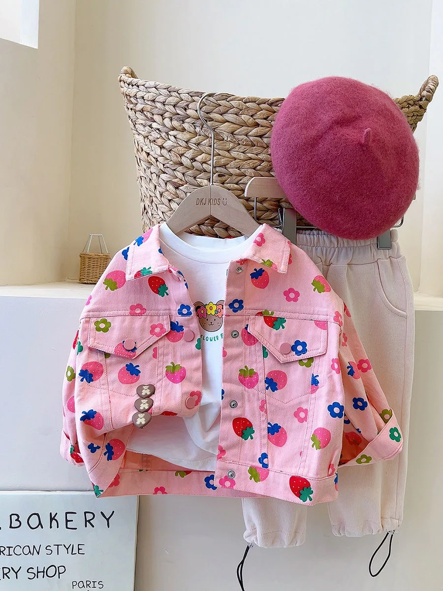 

children clothing baby birthday Christmas jackets Beading Denim Jacket For Girls Flower Coats Children Clothing Outerwear Jean