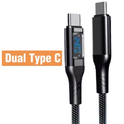 USB Type - C Cable 240W LED Display Fast Charge Nylon Braided Cord - 2M (Type C to C)