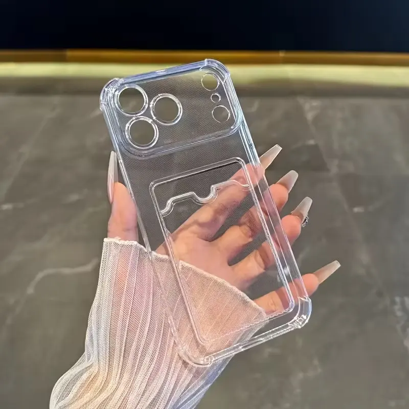 Protective Phone Case with Transparent Wallet Card Slot and Shockproof Design