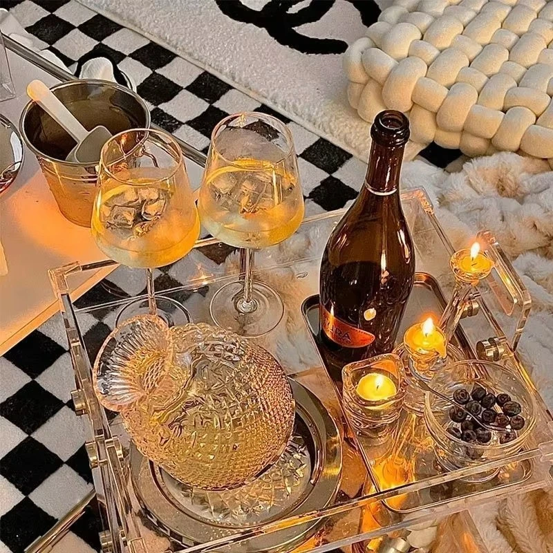 Luxury Square Burgundy Wine Glasses Set, 450ml Premium Crystal Stemware for Red Wine, European Elegant Design Home & Gifts