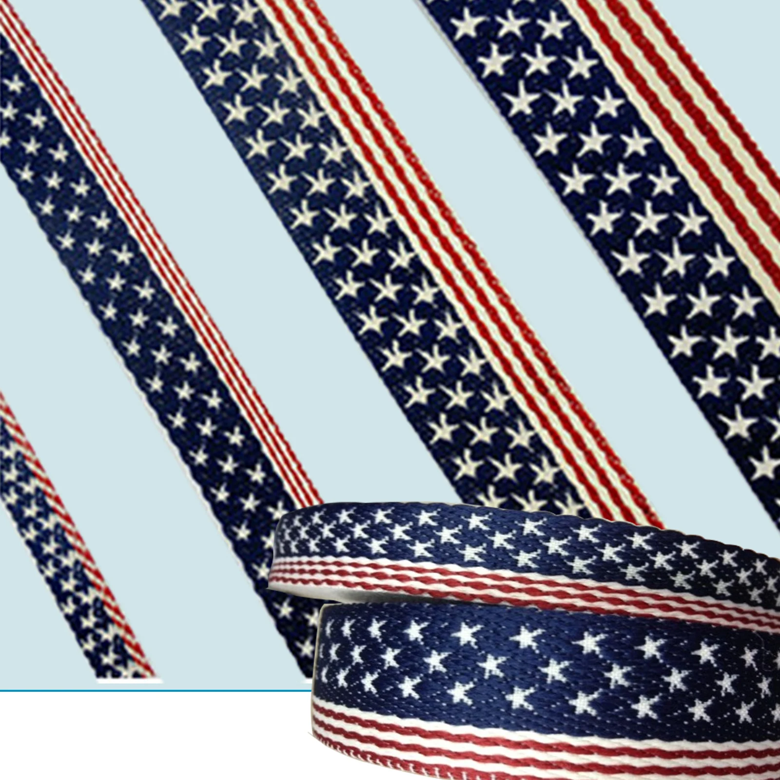 

6 Yards 25mm 30mm 38mm Jacquard Webbing Star American Flag Pattern Jacquard Polyester Webbing Ribbon for Belt Bag Sewing Crafts