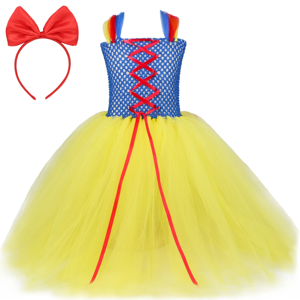Snow White Princess Dress for Girls Halloween Cosplay Costume Set Tulle