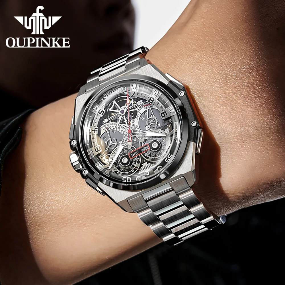 OUPINKE 3266 Luxury Man Watch Skeleton Automatic Mechanical Wrist