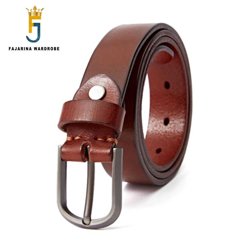 FAJARINA Ladies Fashion Design 100% Cow Skin Leather Retro Clasp Buckle Top Quality Solid Pure Cowhide Belts for Women