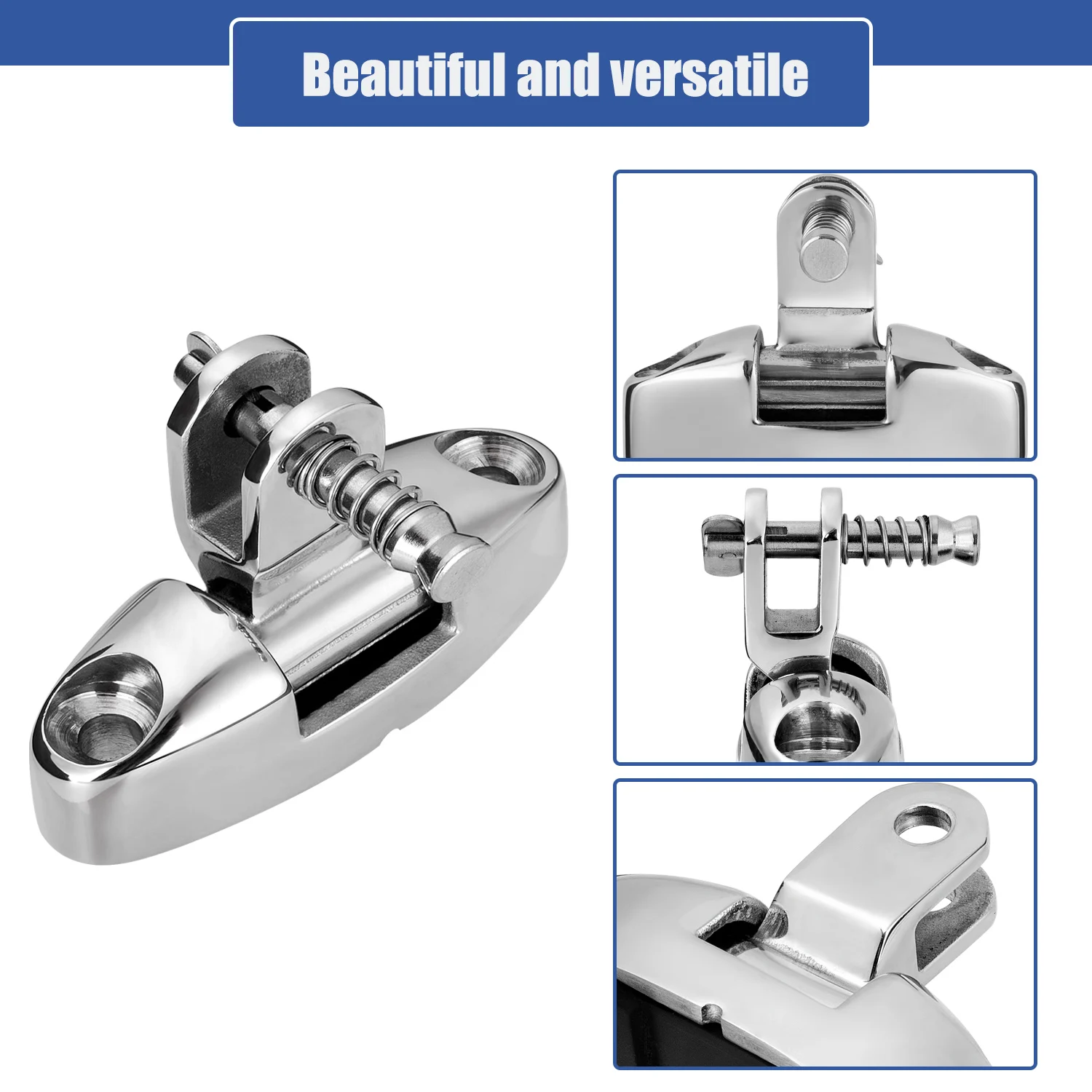 Boat Bimini Top Swivel Deck Hinge 180 Degree Adjustable, with Removable Pin,  Solid 316 Stainless Steel Marine Top Hardware