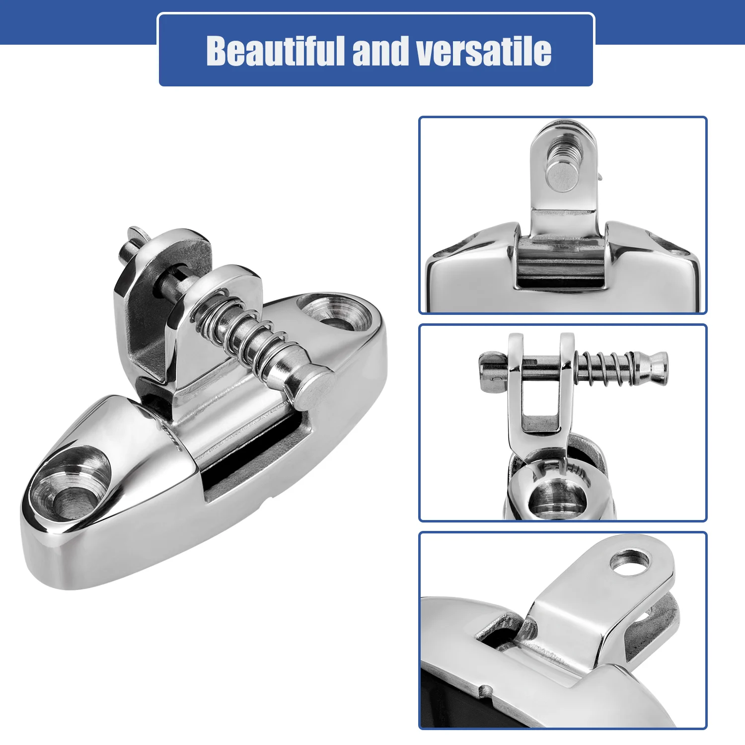 Boat Bimini Top Swivel Deck Hinge 180 Degree Adjustable, with Removable Pin, Solid 316 Stainless Steel Marine Top Hardware