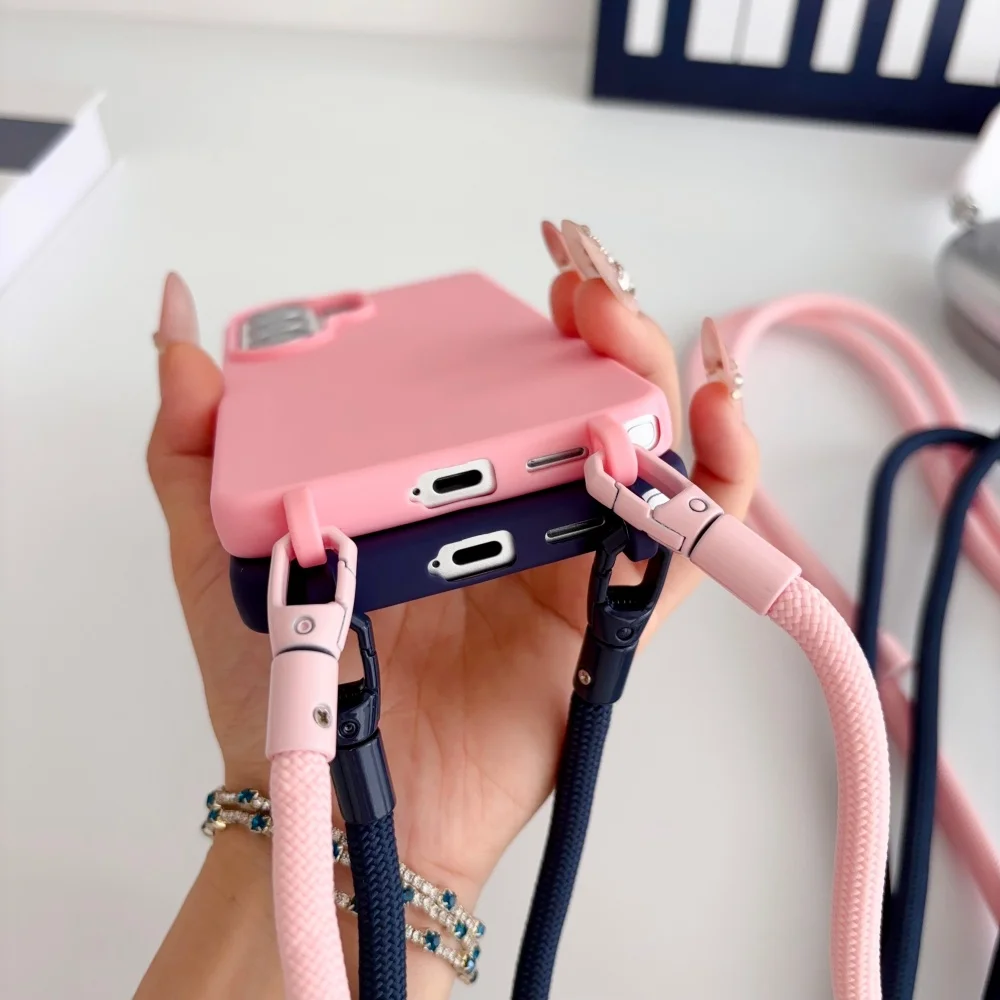 Universal Crossbody Lanyard Silicone Soft Case with Necklace Shoulder Strap - Shockproof Cover