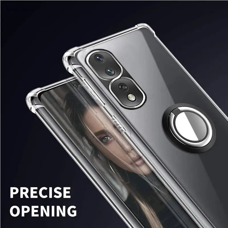 Magnetic Ring Holder Soft Silicone Shockproof Transparent Case