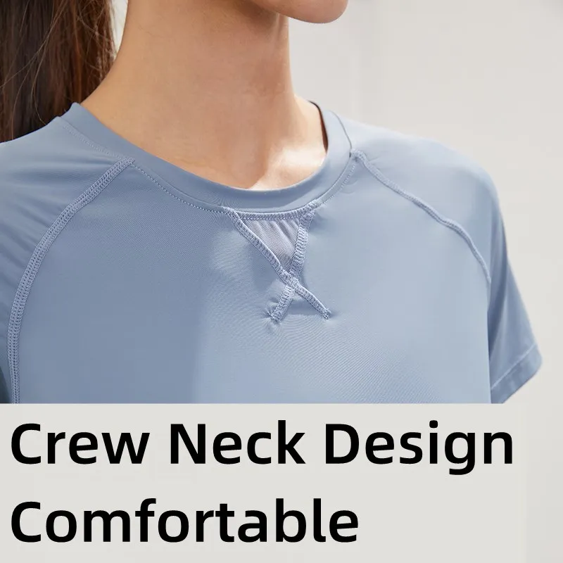 Women Yoga Nylon Soft Tops Mesh Patchwork Breathable Sports Shirts Fitness Short Sleeve Tee Gym Workout Running Loose T-Shirts