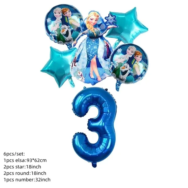 thumbnail image 1 of Juego de globos con temática de Frozen 2 de Disney, decoraciones de cumpleaños de Elsa y Anna, vajilla desechable, platos de papel de la Reina de las Nieves, suministros para fiestas, 1 of 5