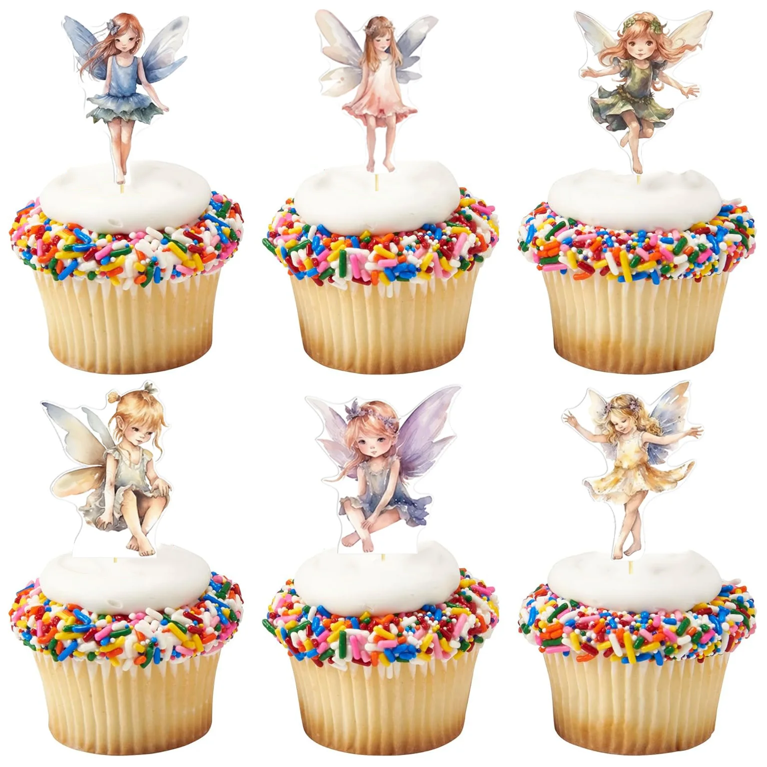 

18Pcs Flower Fairy Cupcake Topper Angel Fairy Cake Toppers for Fairy Theme Birthday Party Decoration Girl Baby Shower Supplies