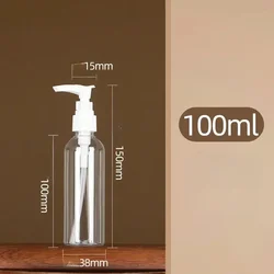 Refillable Plastic Pump Bottle with Dispenser for Lotions, Shampoos, and Aromatherapy Products (Transparent 100ml)