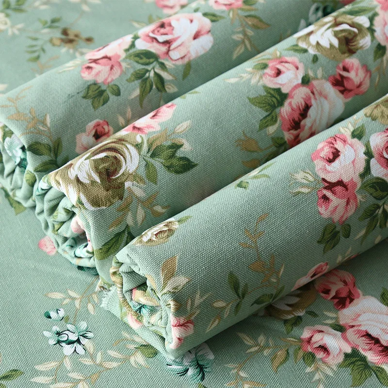 Canvas Fabric Cotton Linen By The Meter for Sofa Covers Tablecloth Diy Sewing Striped Flower Anime Cartoon Floral Thickened Blue