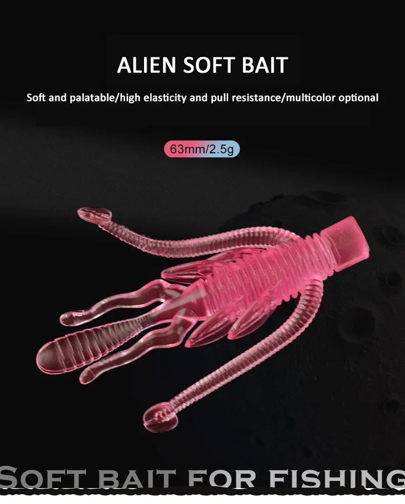 10Pcs Alien Weicher Köder 63mm 2,5g Schwimmende Silikon Garnelen Weichen Köder Texas Ned Rig Jig Wobbler Schwimm krebse Für Bass Angeln – Detail 3