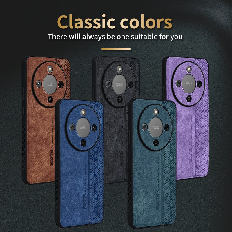 Elegant Leather Skin Feel Shockproof Case with Classic Color and Lens Protection