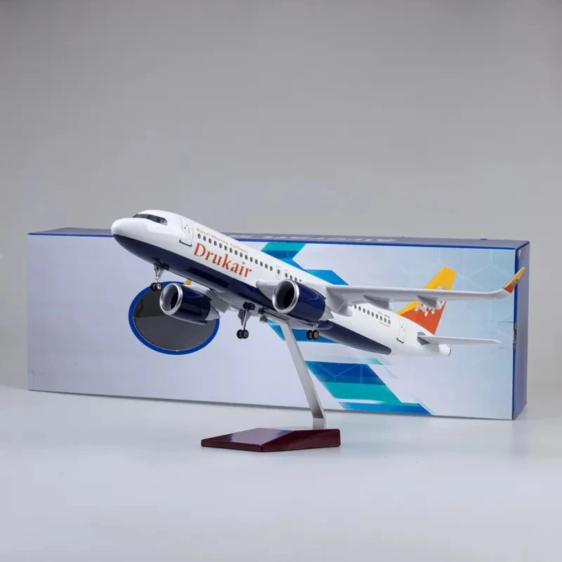 

47CM Diecast 1/80 Scale 320NEO A320 NEO Air Bhutan Drukair Airlines Model Toy Light & Wheel Landing Gear Resin Plane Model Gifts