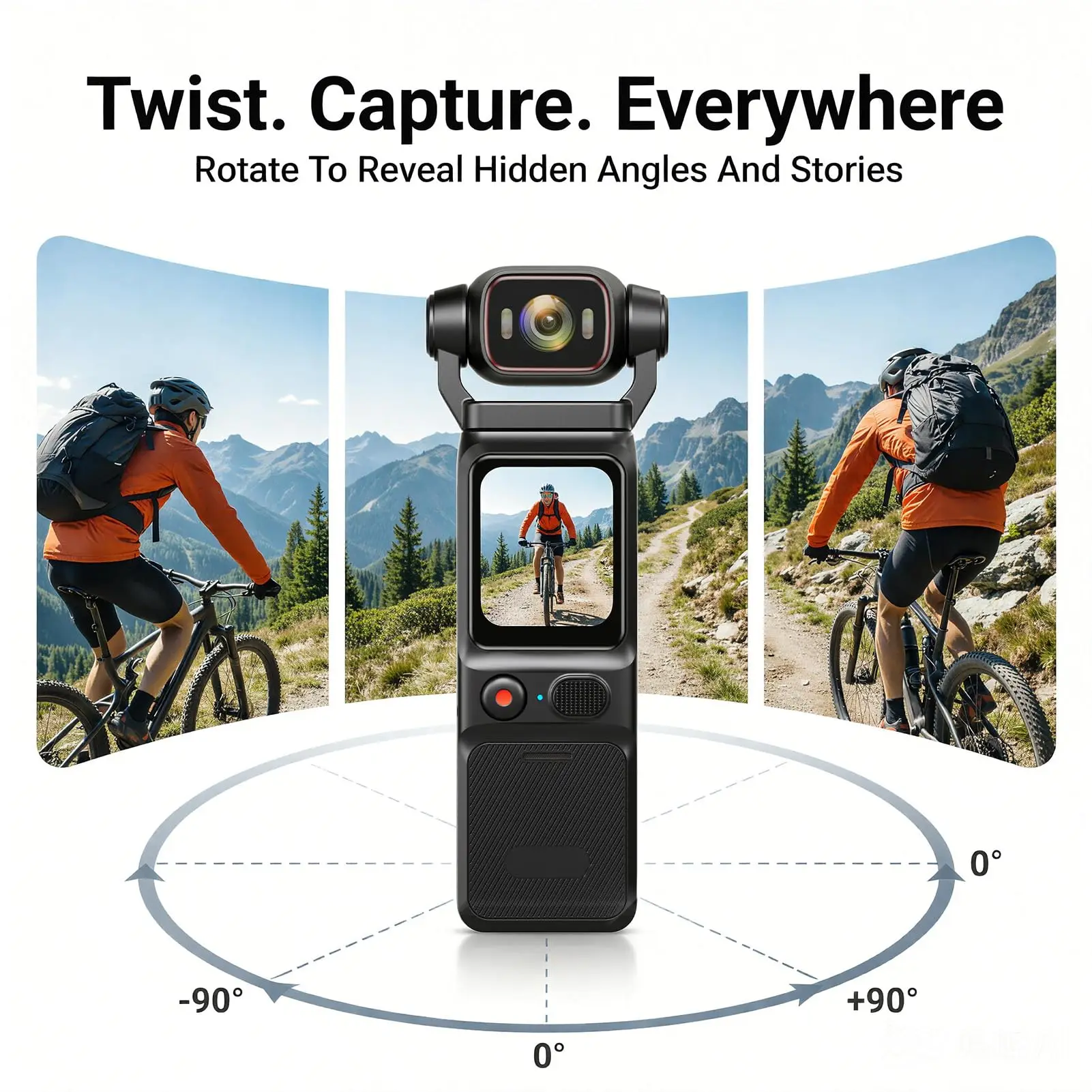 4K Ultra HD Action Camera True EIS Anti-Shake Touch Screen 180° Rotating Lens Vlog Cam Video Recorder Night Vision Waterproof