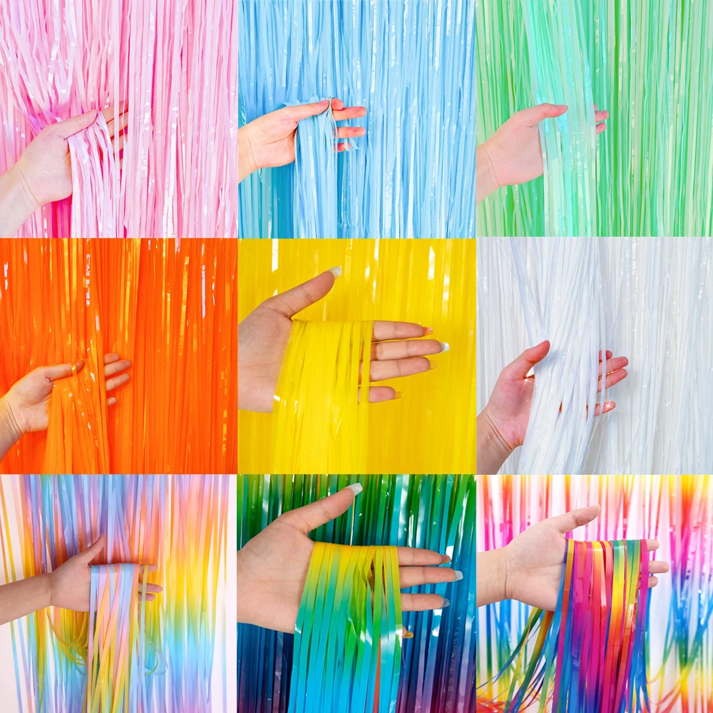 Rainbow Foil Fringe Curtain Macaron Curtains Photo Booth Backdrop