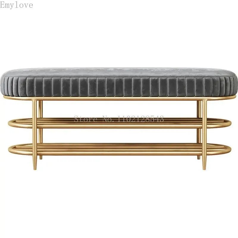 

Nordic Soft Velvet Bed Footrest Ottoman Living Room Furniture for Home Bedroom Light Luxury Pouf Bench Entrance-hall Shoes Stool