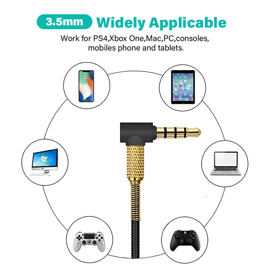 2.5mm To 3.5mm Jack HIFI Audio Cable For Bose QC25 QC35 OE2 AKG JBL Headphones PC 90 Degree Elbow Plug TRS TRRS AUX With Control