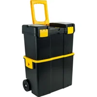 Stackable Rolling Tool Box Combo Set with Clear Compartments and Locking Latches Durable Interlocking Design Easy Carry Handle 1