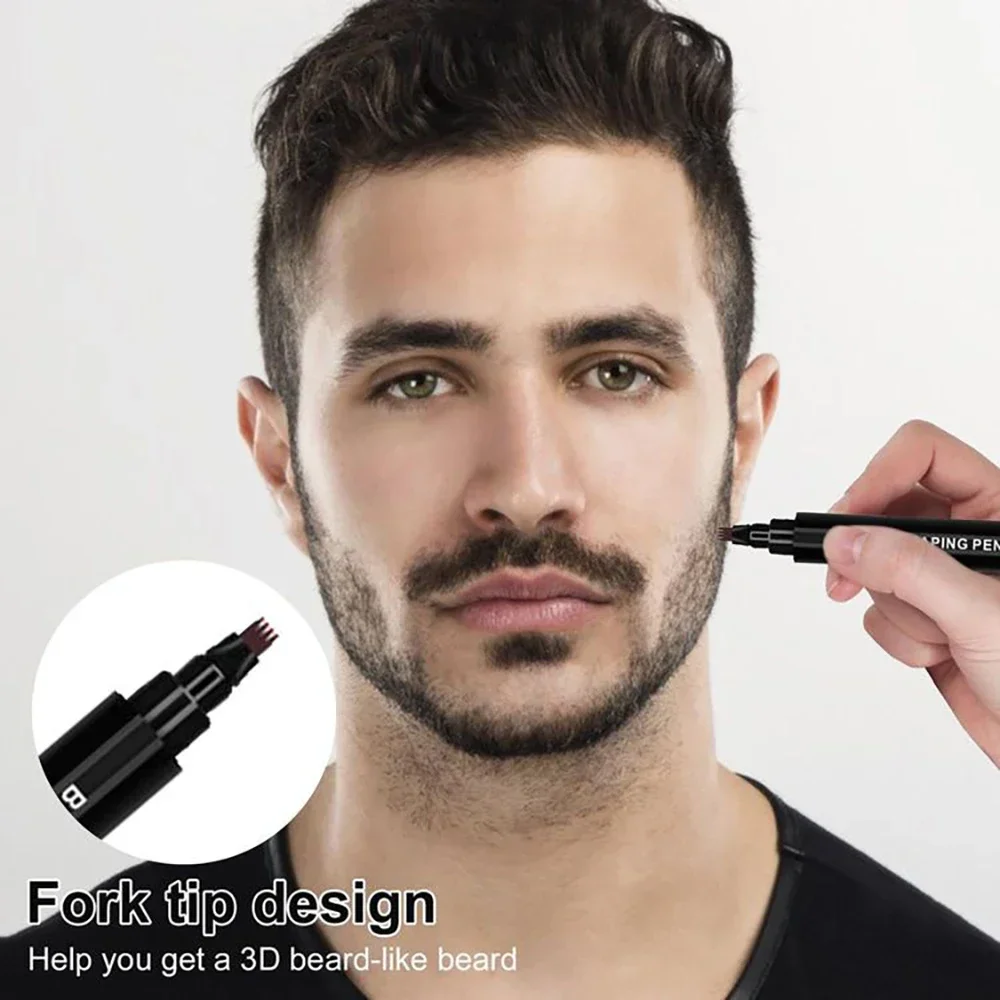 Waterproof Beard Pen Beard Filler Pencil And Brush Beard Enhancer Lasting Repair Moustache Coloring Shaping Tools Hair Pencil
