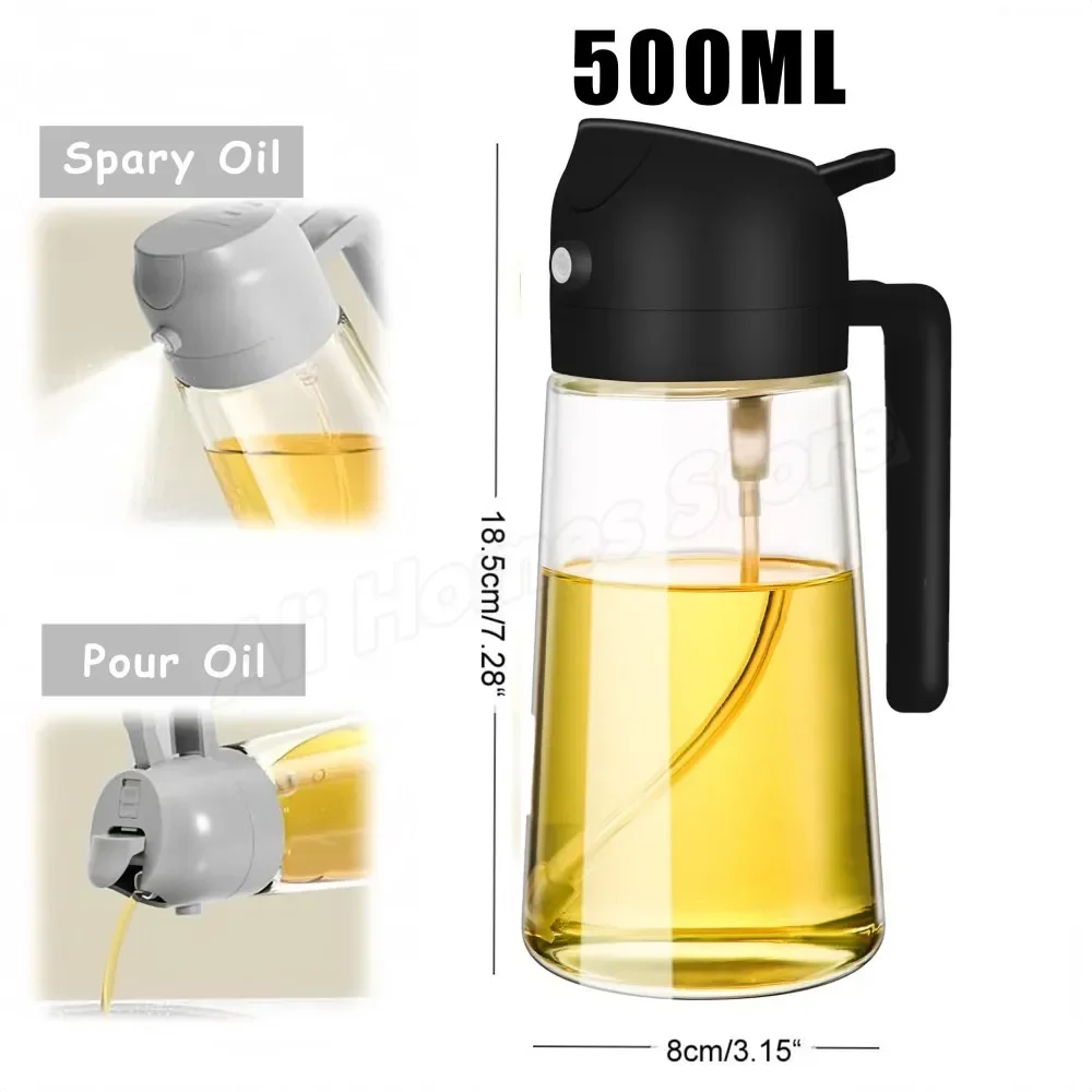 2IN1 Replacement for Oil Take Dispenser Mister Plastics Bottle with 2pcs Brush Spray Pour Cooking Spritzer BBQ Oil Spray Bottle
