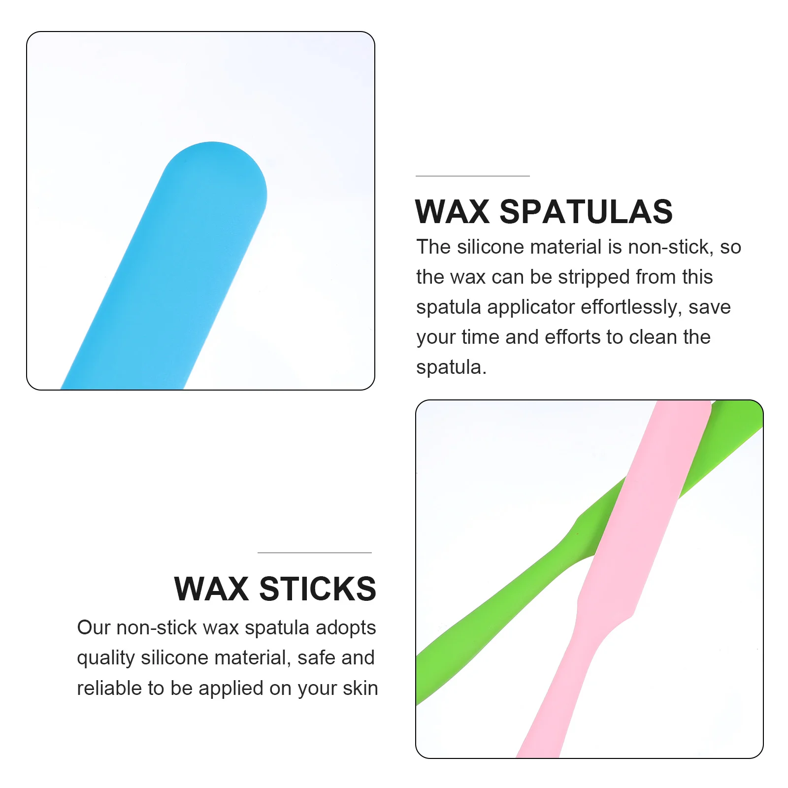 3 Pcs Hair Removal Wax Sticks Non Stick Silicone Wax Spatulas Portable Body Scraper Tools Shaving Applicator Handles Feet Hands