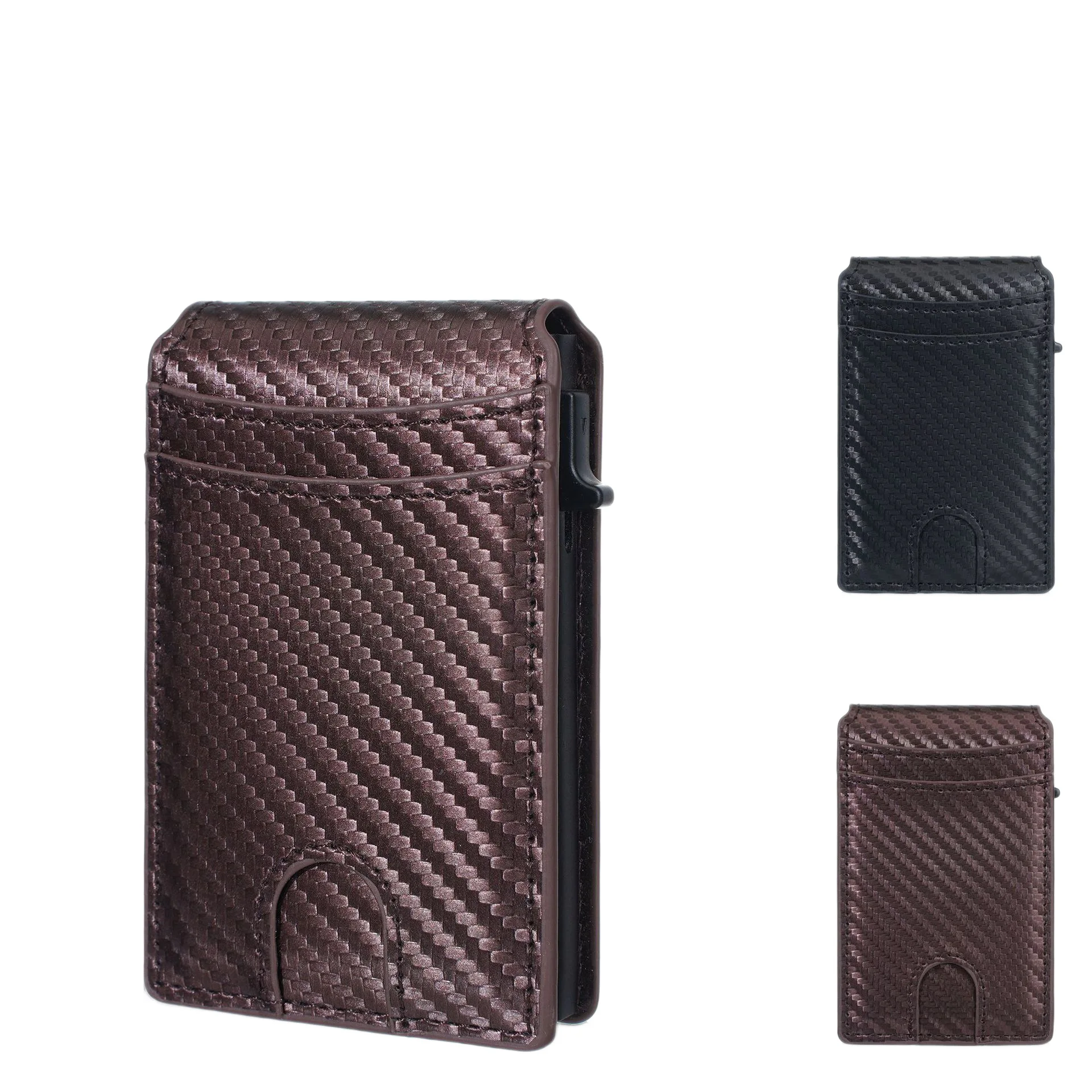Baellerry Ultra-Thin Carbon Fiber Pattern Wallet, Multi-Functional Card Holder, Men's Simple Anti-Theft Card Holder, Great Business Gift