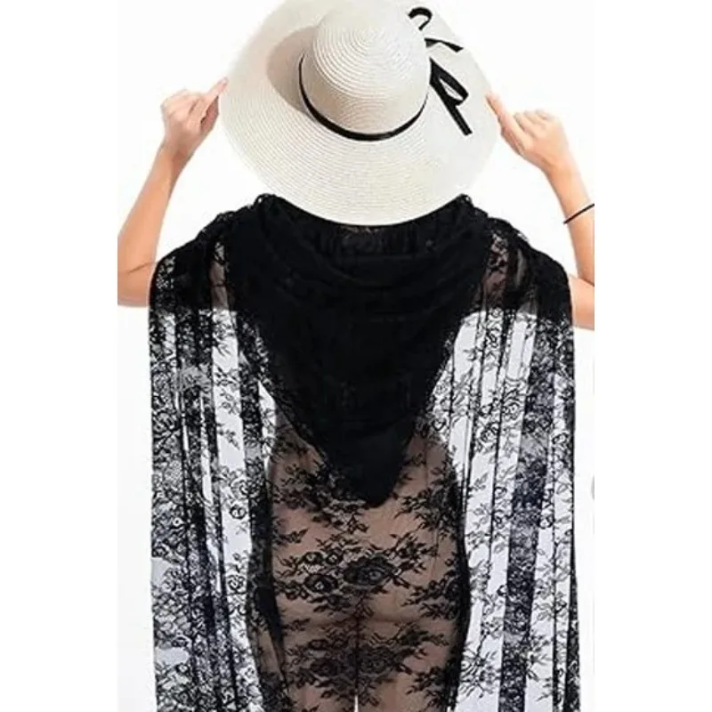 Vintage Lace Cape Bridal Shawl Sexy Long Coat Halloween Party Hooded Lady Stage Medieval Retro Casual Jacket New Cos Performance