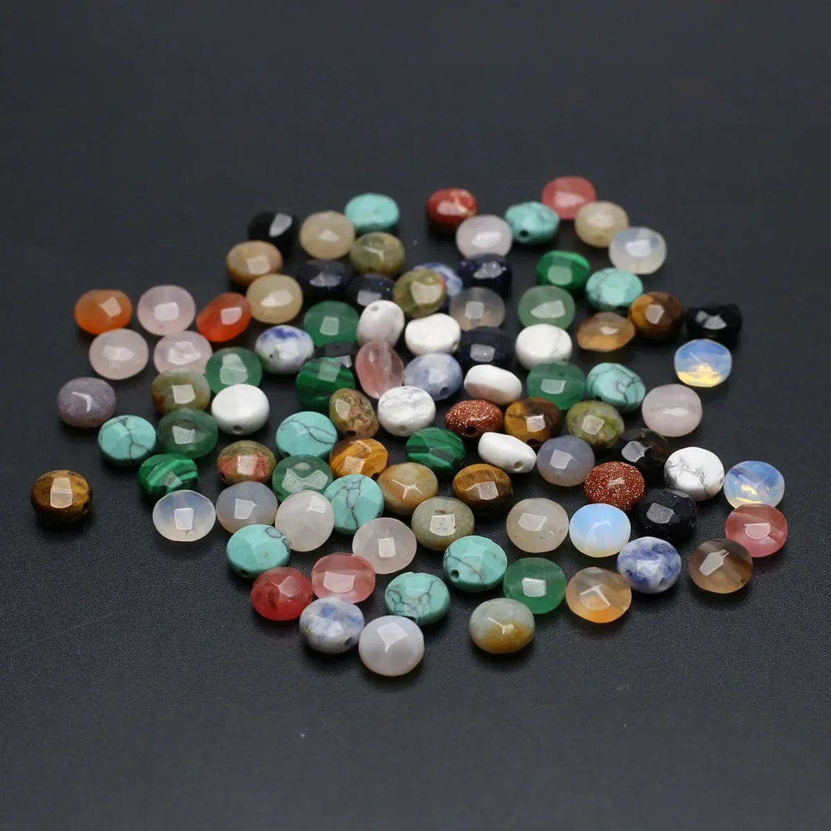 

Random 10PCS Natural Stone Loose Spacer Faceted Round Bead Jewelry Making DIY Unakite Crystal Necklace Bracelet Accessories Gift
