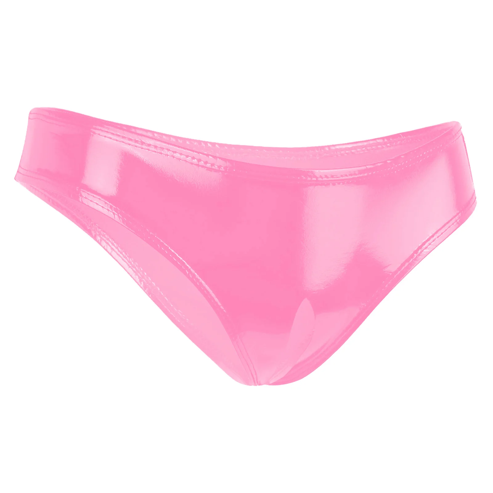 Women Wet Look Patent Leather Open Crotch Panties Mini Briefs Underwear  Lingerie