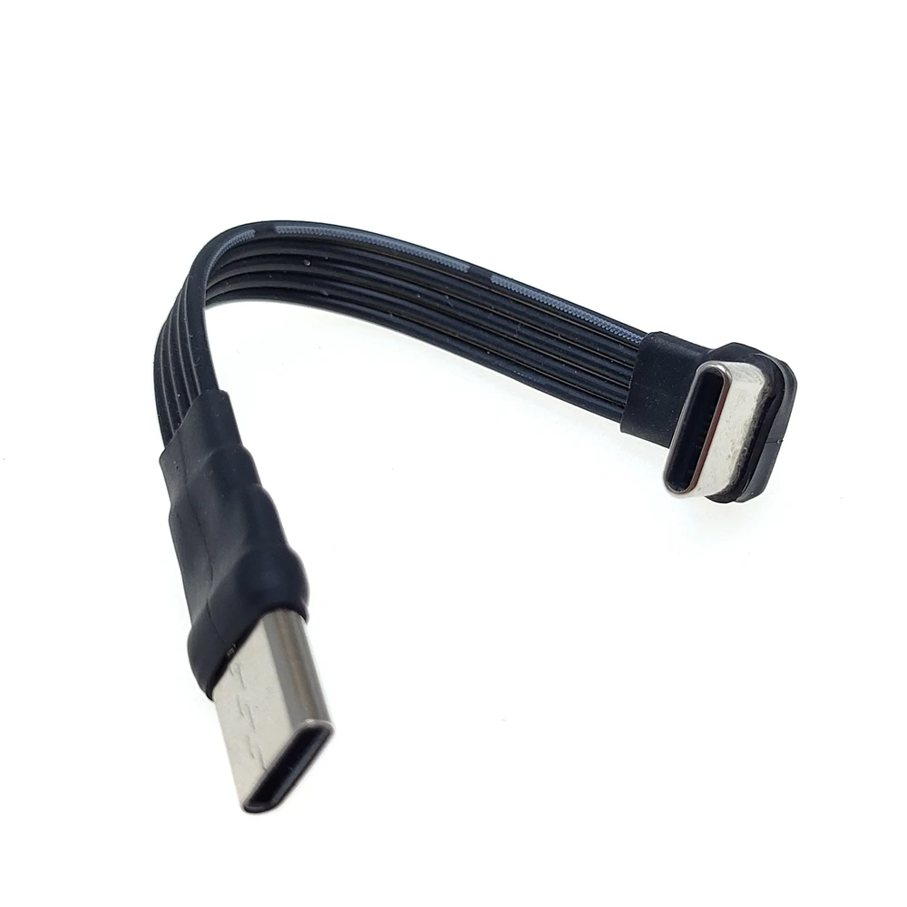 Usb 2.0 tipo c para tipo c Cabo de Extensão Adaptador 90 ° Fpc Banda Fpv Flat 5cm 10cm 20cm 30cm 50cm 100cm 3a