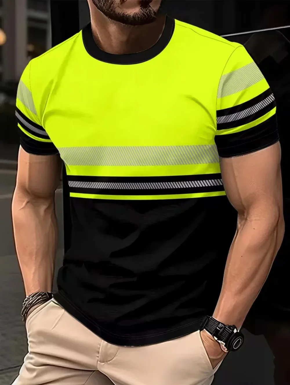 Neues Sicherheitslogo 3D-Druck Schnelltrocknend Atmungsaktives Herren-T-Shirt Outdoor Streetwear Sommer Kurzarm Tägliche Freizeitkleidung