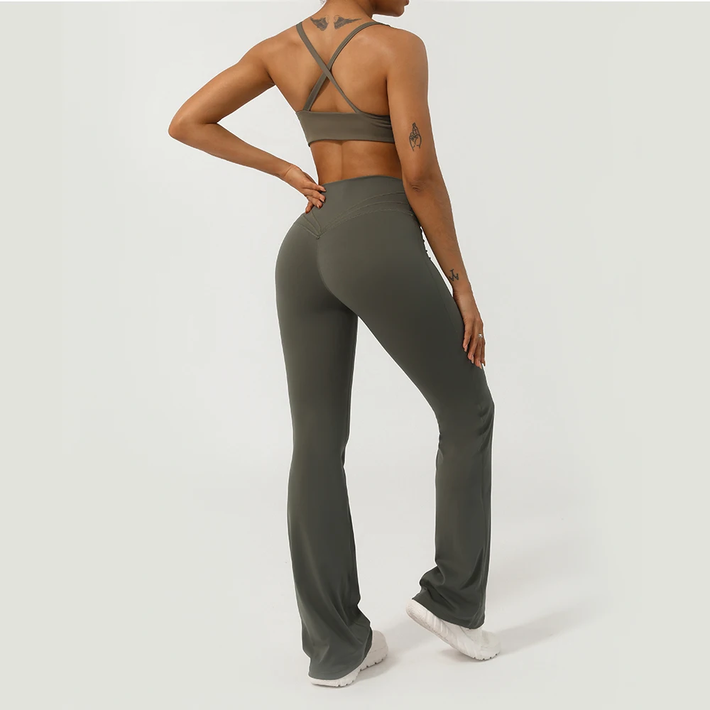 V-Cross Fitness Flare Yoga Leggings – Wide-Leg Workout Pants 6