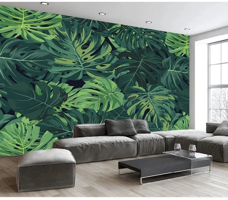 floresta tropical folha verde mural sala estar