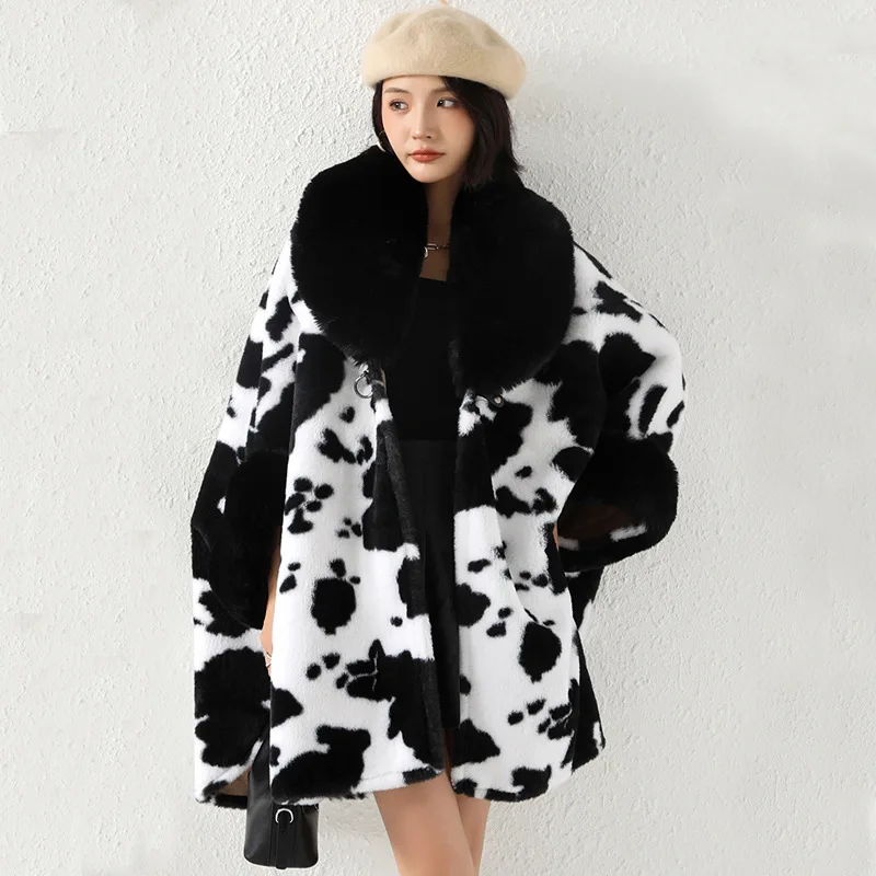 New Fur Coat Women Mid-Length Model Luxury Temperament Thick Warmth Faux Mink Jackets Winter Korean Chic Fluffy Trench Outwear