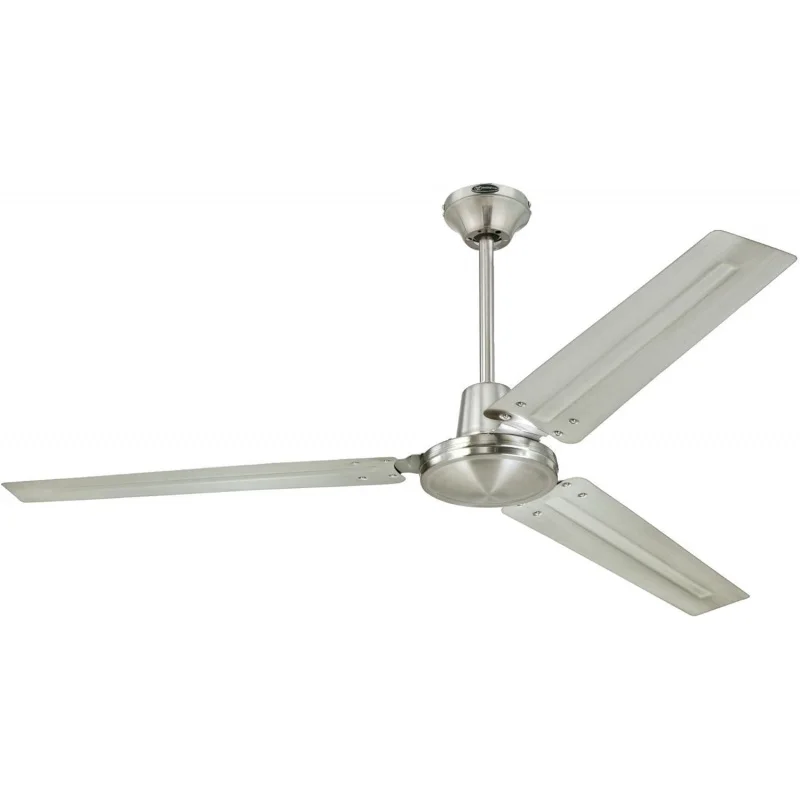 Industrial Ceiling Fan 56-Inch Three Indoor Brushed Nickel Steel Blades Westinghouse 7861400
