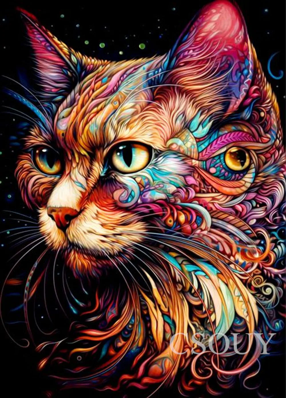 

Full Square Crystal Diamond Painting, Cross Stitch, Colored Animal, World Tiger Diamond Embroidery, Mosaic Needlwork Rhinestones