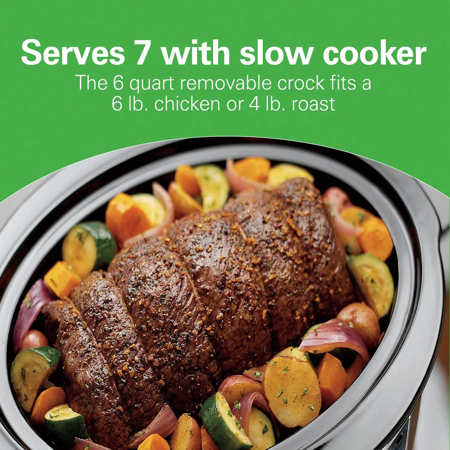 Beach 6 Quart Programmable Slow Cooker With Flexible Easy Programming, 5 Cooking Times, Air Fry Lid with 4 Settings, Di