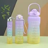 3PCS Sports Water Bottle Gradient Color Plastic Water Cup Large Capacity Portable Gym Fitness Jugs Outdoor Drinking Kettle 4