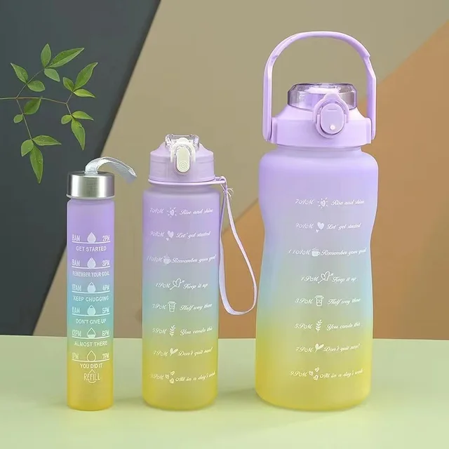 3PCS Sports Water Bottle Gradient Color Plastic Water Cup Large Capacity Portable Gym Fitness Jugs Outdoor Drinking Kettle 4
