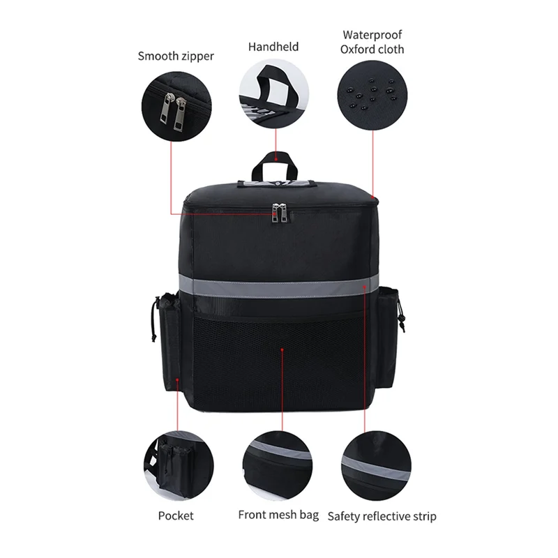 【RECOMMEND】Consegna zaino isolato di grande capacità da 35 litri, per ciclisti, borsa termica per alimenti e bevande, spesa e sp - immagine 2