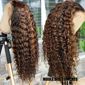 30inch Put on and Go Glueless Wig Human Hair Water Wave Honey Blonde Highlight 4x4 HD Lace Closure Human Hair Wig Pre Plucked - Image 4