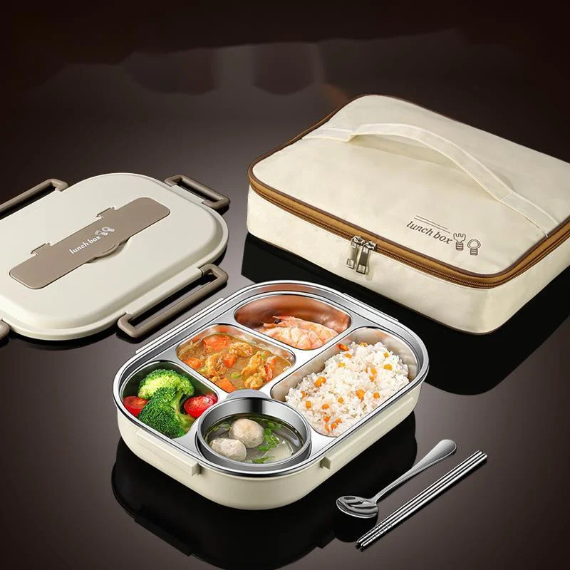 

Portable Picnic Lunchbox 304 Stainless Steel Lunch Box Leakproof Sealed Bucket Square Bento Box Student Lunch Box