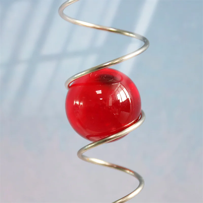 Gazing Crystal Glass Ball Spiral Tail Wind Spinner Accessories Outdoor Garden Art Ornaments Stabilizer Swivel Hook Hanging Decor