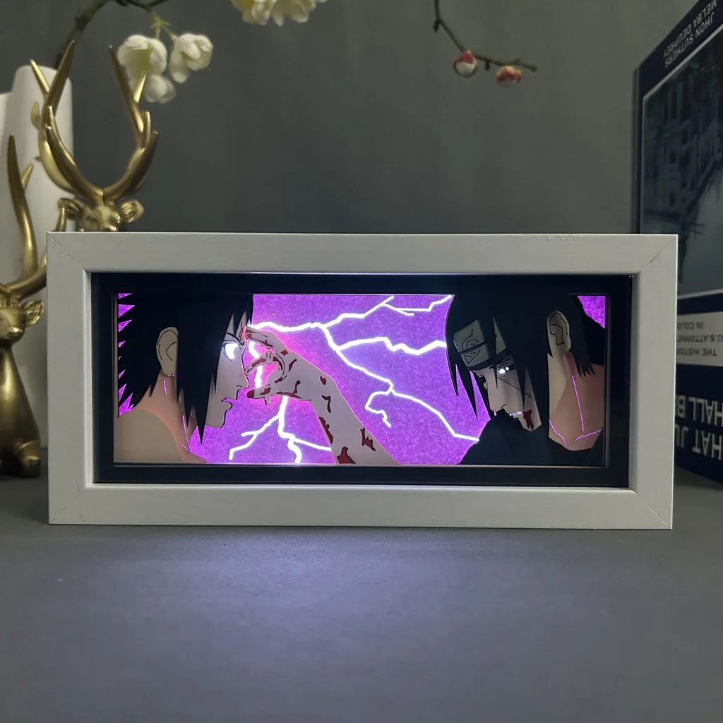 thumbnail image 1 of Caja de luz de anime 3D Uzumaki Naruto Uchiha Itachi Figura de acción de anime Lámpara LED cortada con papel para juguetes de niños Regalo de cumpleaños y Navidad, 1 of 4