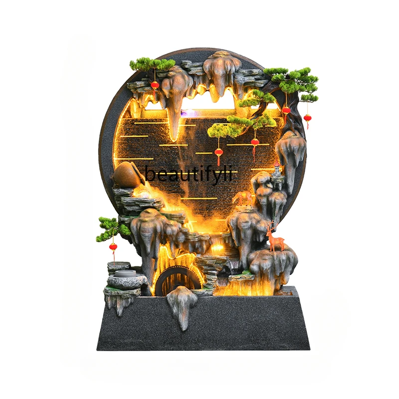 

Large Water Curtain Wall Rockery Flowing Water Ornaments Circulating Fountain Fortune Fengshui Ball Courtyard Garden Set