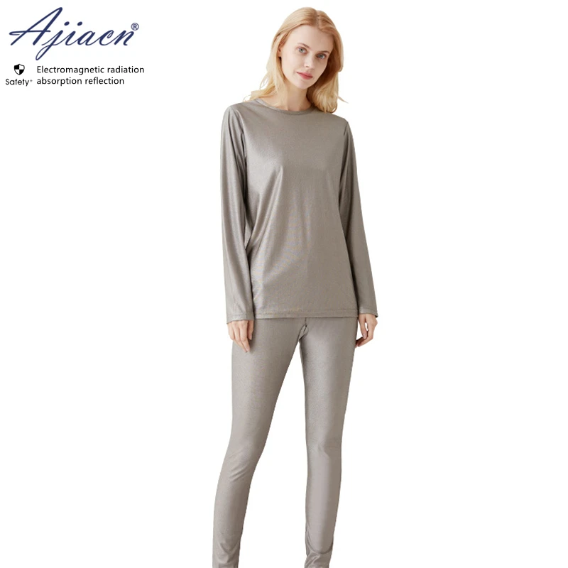Genuine electromagnetic radiation protective 100% silver fiber knitted fabric long underwear EMF shielding thermal underwear emf shielding fabric